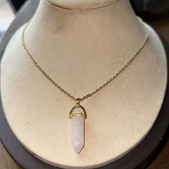 Rose Quartz Crystal Point Necklace - Picture 2 of 7